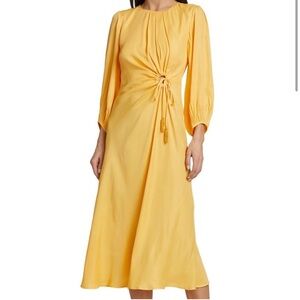 NWT 💛FARM RIO🦜 Piping MIDI Dress Yellow small 💛